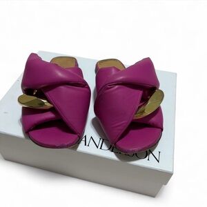 JW Anderson Fuchsia Flats with Gold Accents, size 7